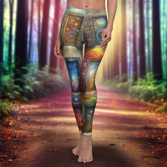 FRONT Cosmic Doors Leggings, Doors Lover Gift, Festival Leggings, Opportunity Leggings, Yoga Lover Gift, Festival Outfit, Party Outfit, Yoga Gift