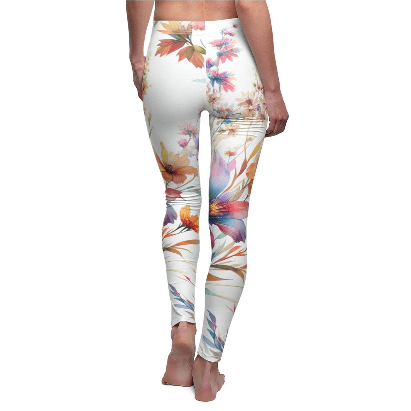 BACK Watercolor Flowers Leggings/Plant Lovers Gift/Flower Print Gift/Pastel Plant Leggings/Flower Lover Gift/Water Color Leggings/Yoga Lover Gift