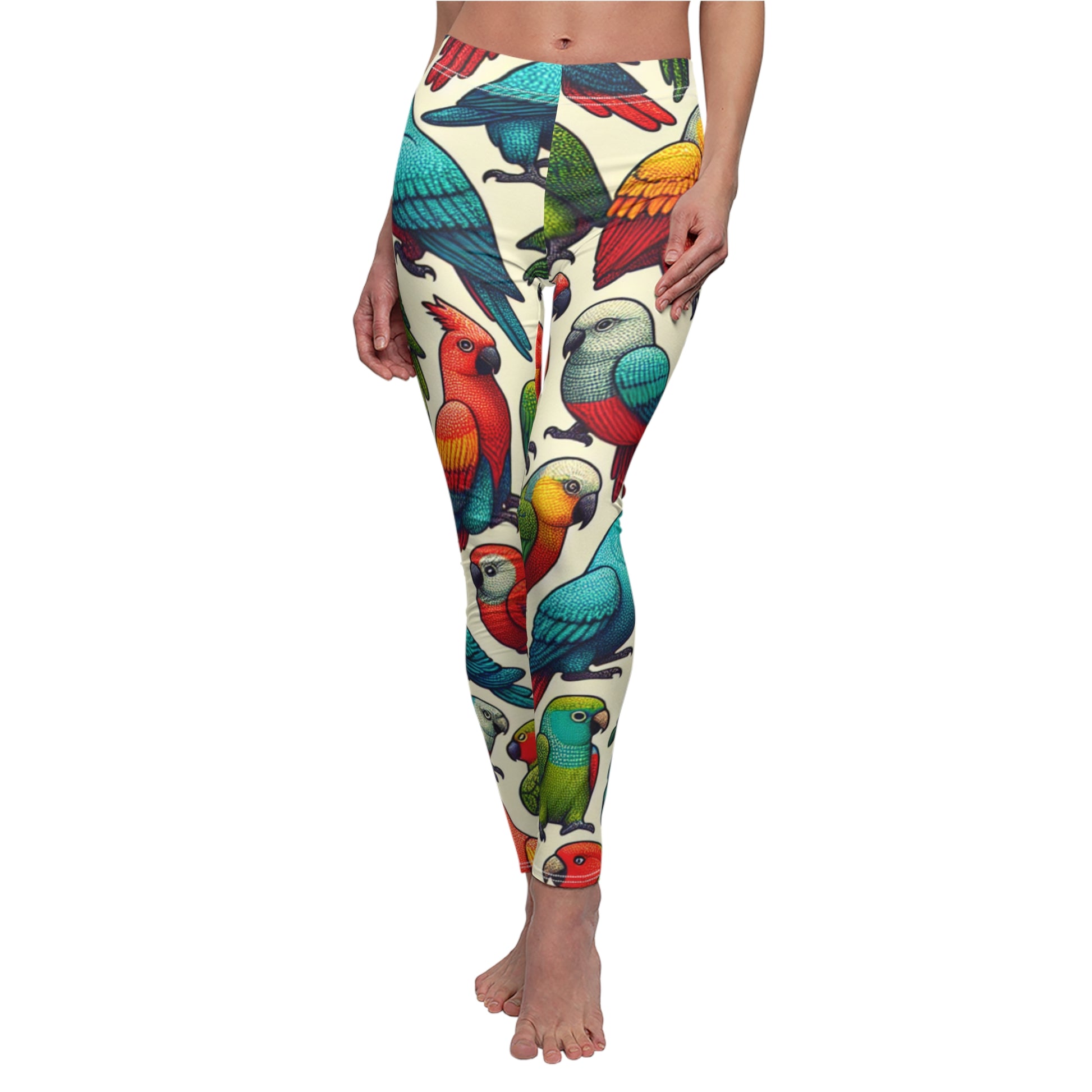 FRONT Parrot Leggings, Parrot Lover Leggings, Bird Lover Gift, Festival Leggings, Festival Outfit, Yoga Birthday Gift, Parrot Pet, Nature Lover