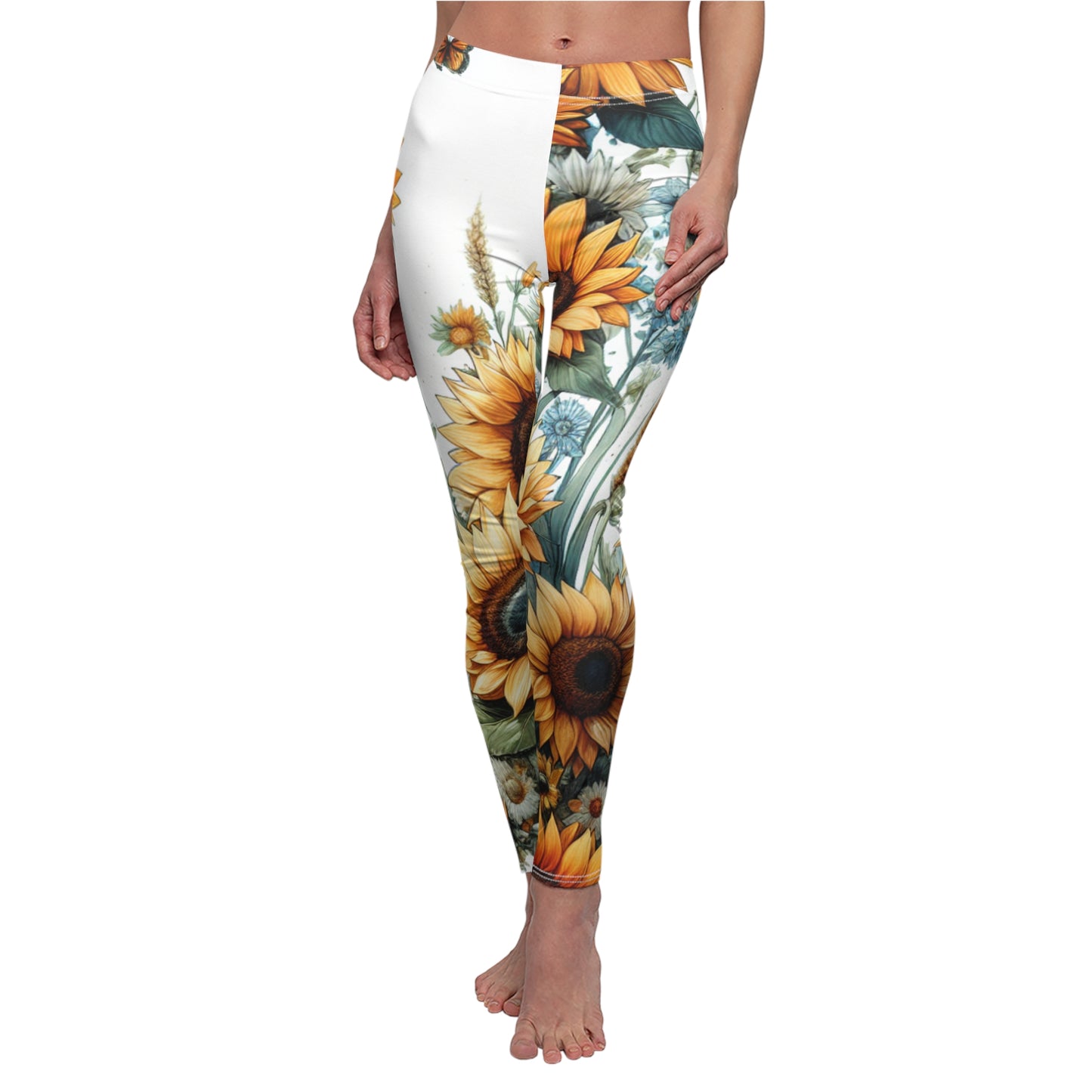 FRONT Sunflower Leggings/Plant Lovers Gift/Garden Lover Gift/Sun Flower Leggings/Flower Lover Gift/Water Color Leggings/Yoga Lover Gift/Sunflowers