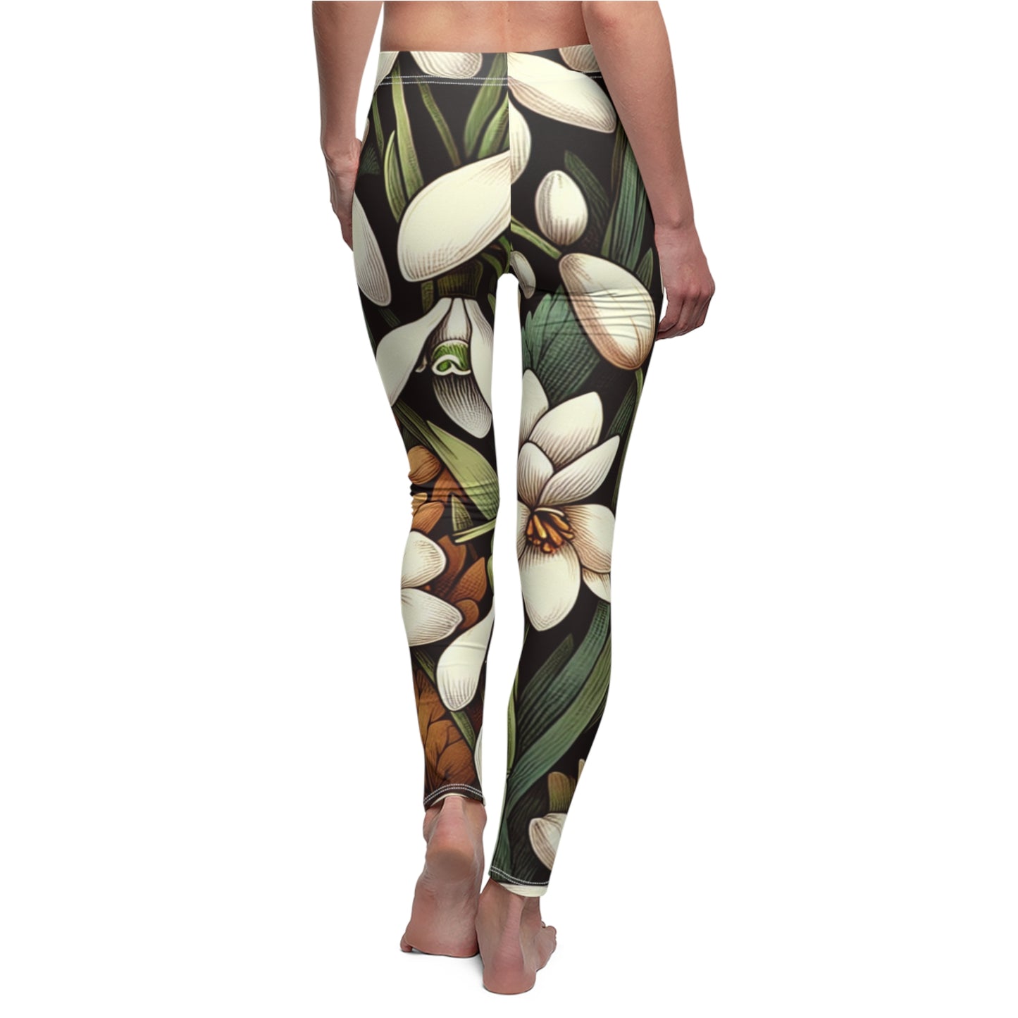 BACK January Birth Month Flower, Snow Drop Flower Leggings, Mothers Day, Valentines Day, Mom And Sister Gift, January Leggings, Yoga Gift