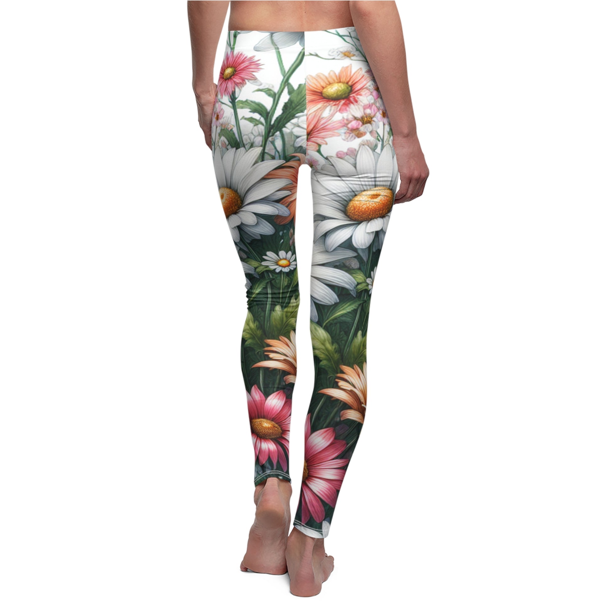 BACK Daisy Garden Leggings/Daisy Gift/Garden Lover Gift/Wild Flower Leggings/Flower Lover Gift/Water Color Leggings/Yoga Lover Gift/Daisies