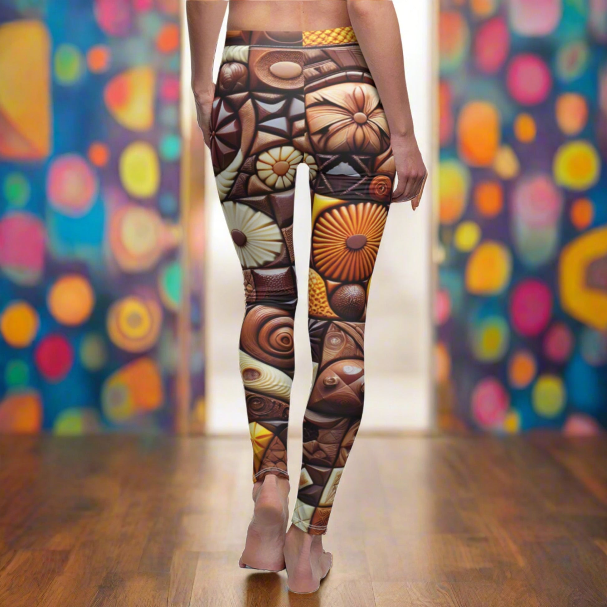 BACK Chocolate Leggings, Chocolate Lover Gift, Festival Outfit, Yoga Lover Gift, Food Lover, Rave Leggings, Workout Leggings, Chocolate Addict