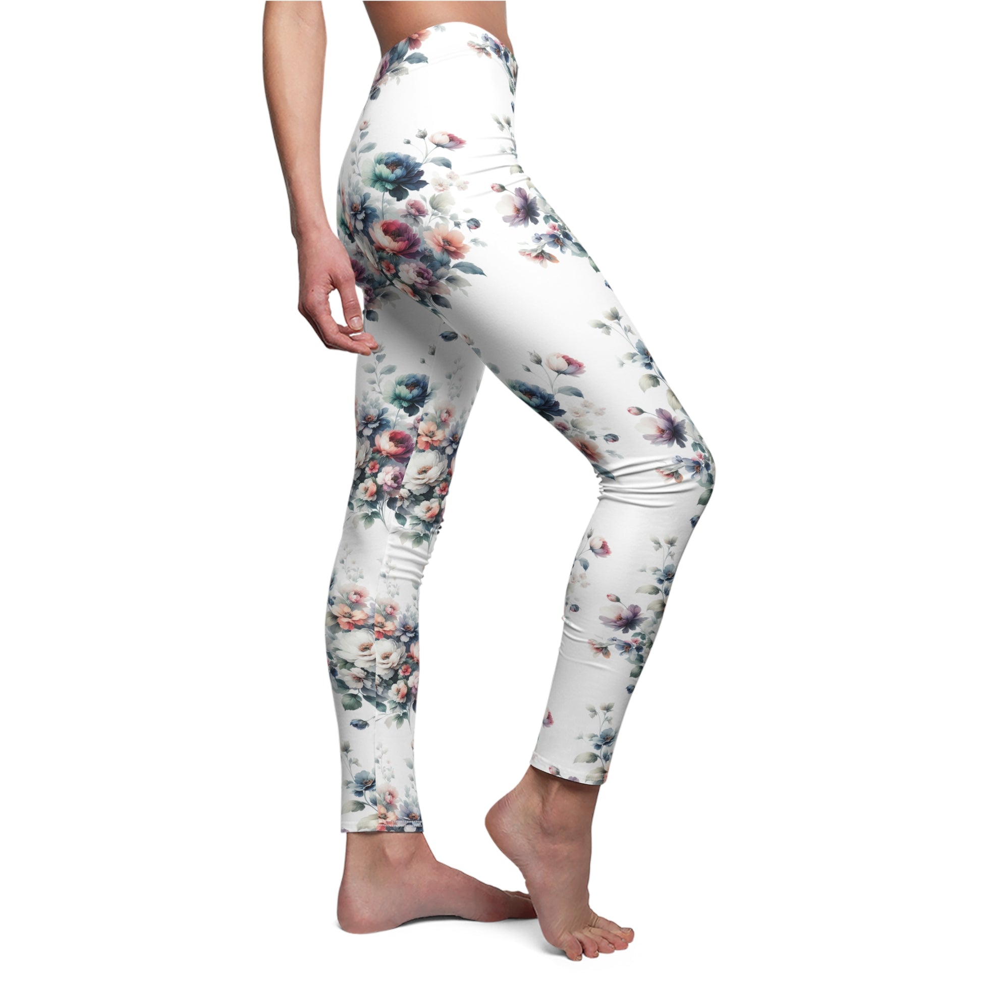 SIDE Floral Love Leggings/Plant Lovers Gift/Floral Design/Flower Leggings/Flower Lover Gift/Water Color Leggings/Yoga Lover Gift/Flower Yoga