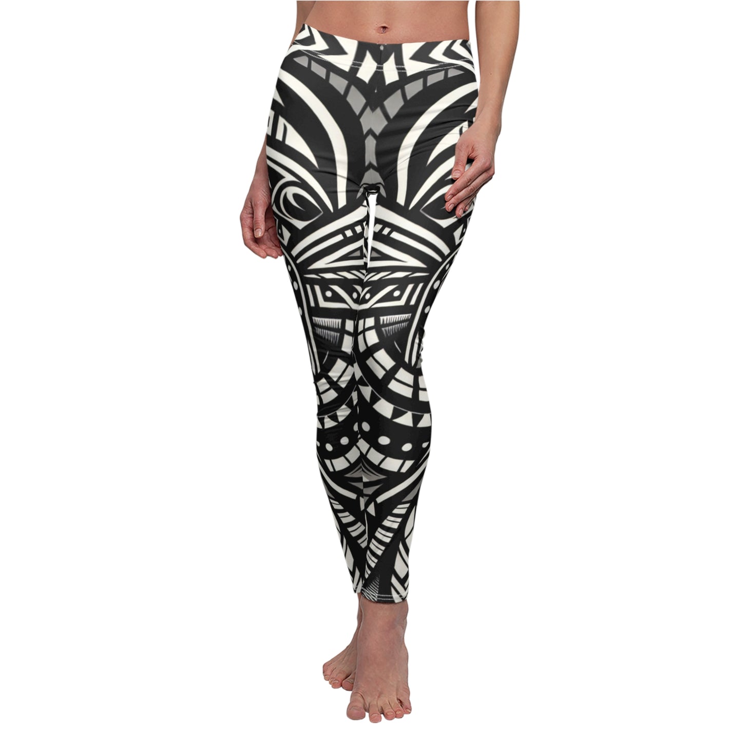 FRONT Black And White Geometric Style Mandala Classic Tattoo Leggings, Tattoo Lover Tights, Festival Leggings, Classic Tattoos, Yoga Birthday Gift