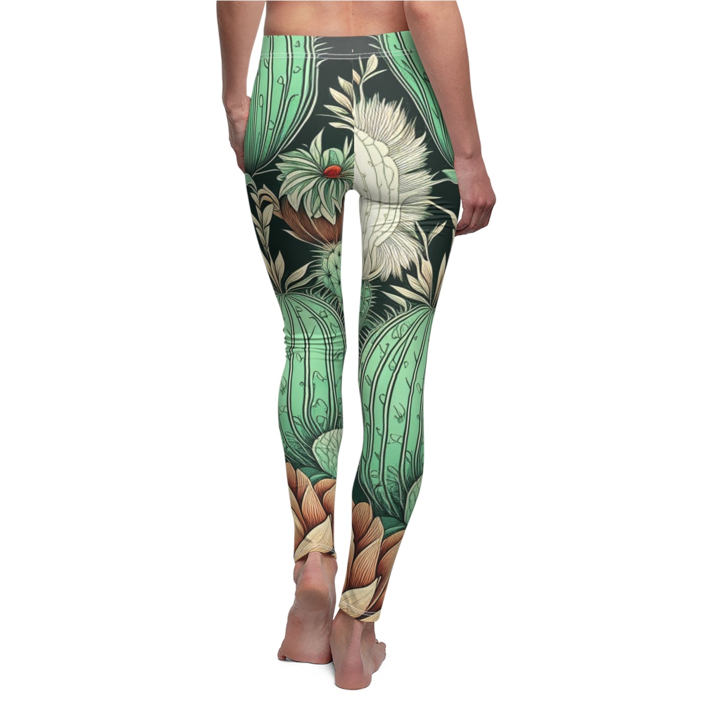 BACK Cactus Leggings/Plant Lovers Gift/Garden Lover Gift/Cactus Print Leggings/Flower Lover Gift/Watercolor Leggings/Yoga Lover Gift/Cactus Lover