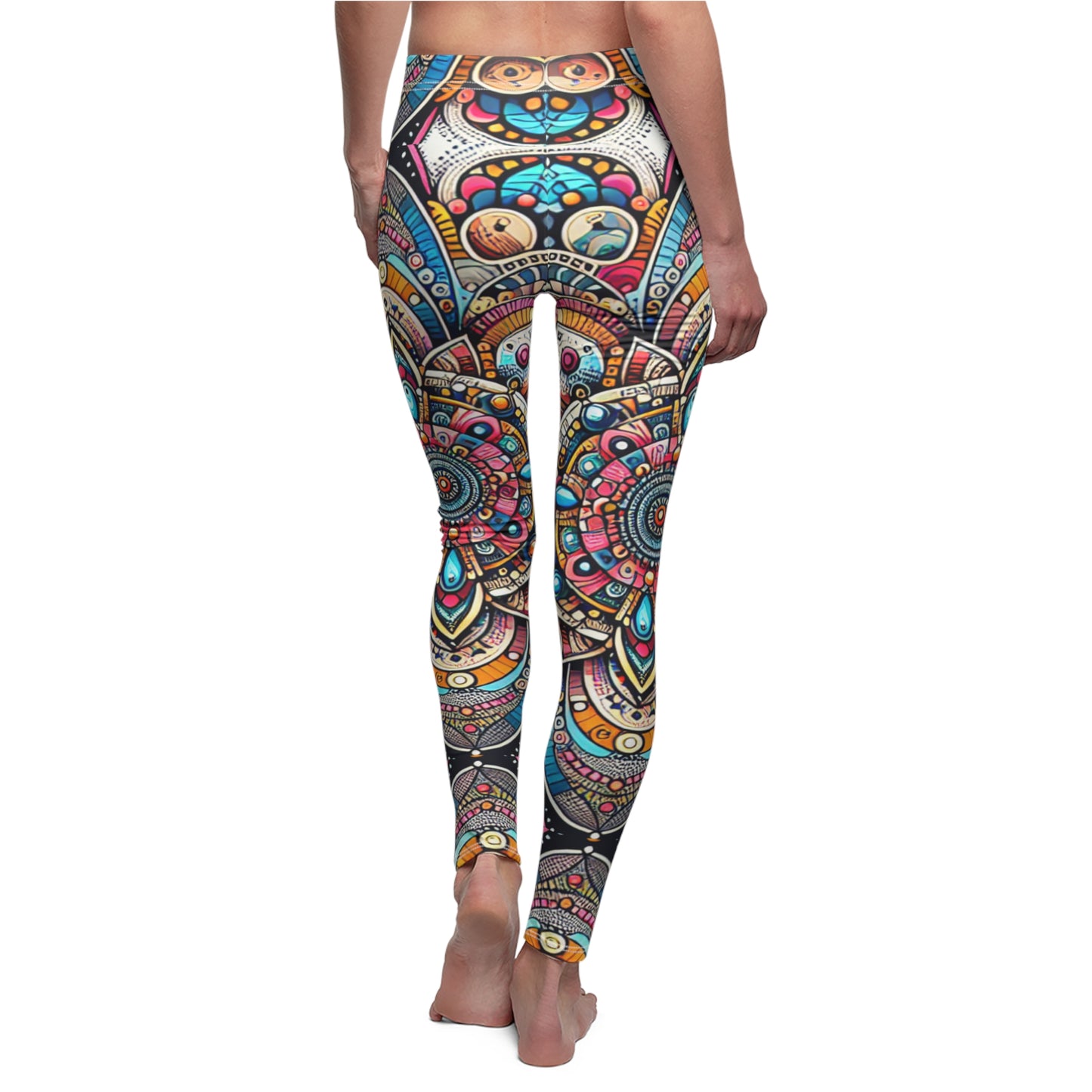 BACK Colorful Mandala Flower Leggings, Meditation Lover Tights, Hippie Gift, Festival Leggings, Yoga And Chakras Gift, Yoga Birthday Gift