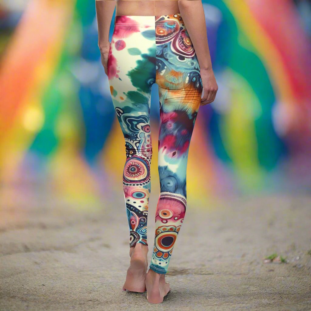 BACK Tie-dye Rainbow Leggings, Rainbow Pride Attire, Rainbow Mandala Leggings, LGBTQ Leggings, Rainbow Birthday Gift, Rainbow Love Colors Tights