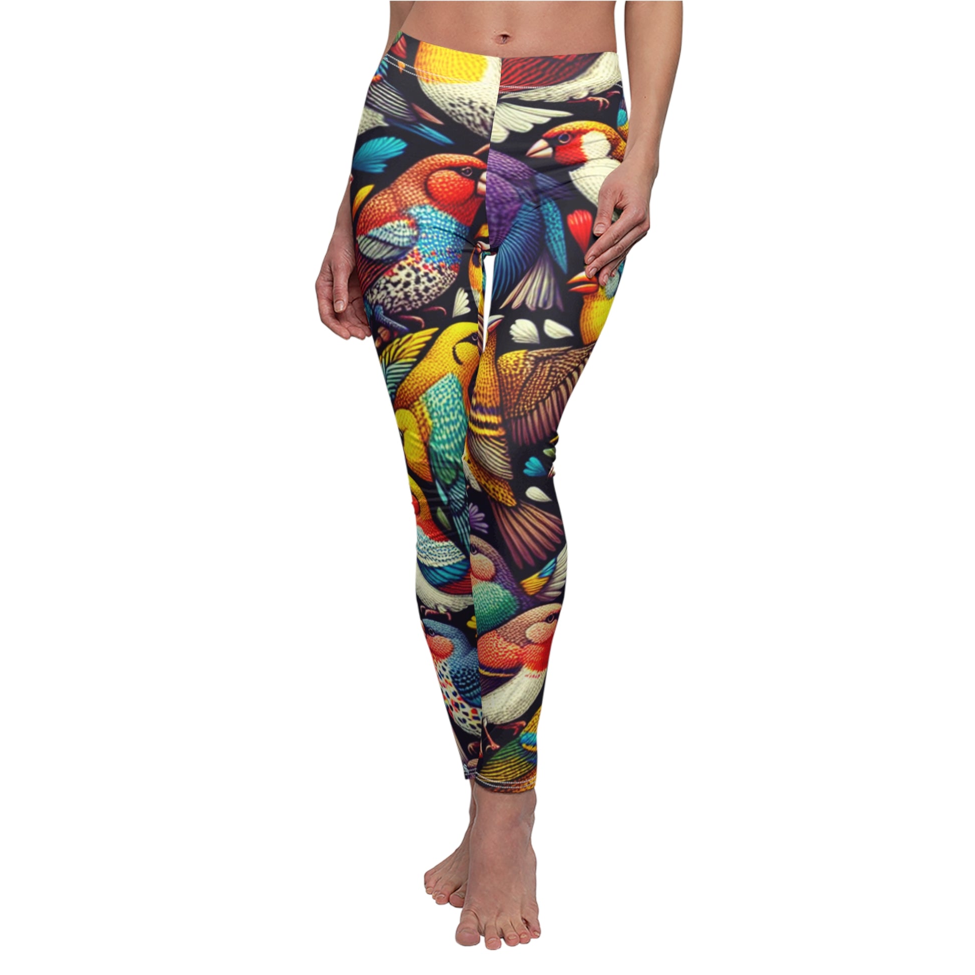 FRONT Finch Leggings, Finch Lover Leggings, Bird Lover Gift, Festival Leggings, Festival Outfit, Yoga Birthday Gift, Yoga Gift, Meditation Outfit