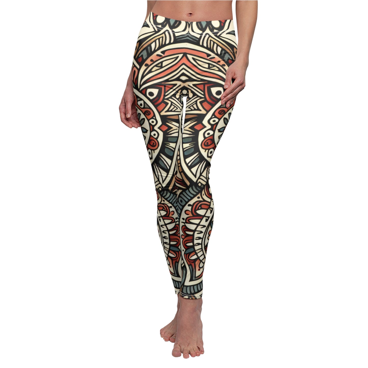 FRONT Classic Tattoo Mandala Leggings, Tattoo Lover Tights, Festival Leggings, Classic Mandala Tattoos, Yoga Birthday Gift, Tattoo Pattern Gift