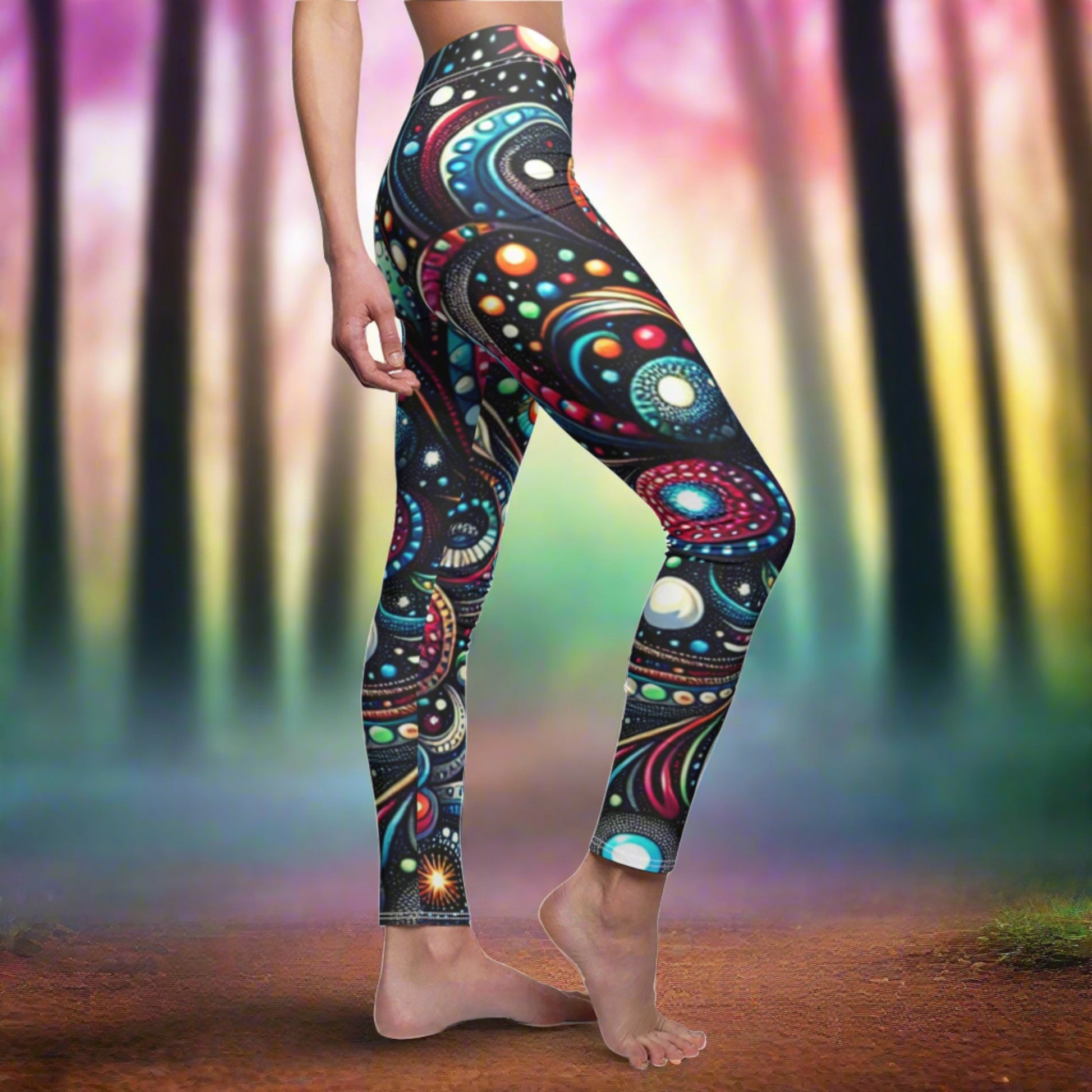 SIDE Cosmic Stars Leggings, Galaxy Lovers Gift, Festival Leggings, Cosmic Yoga Leggings, Space Lover Gift, Yoga Lover Gift, Festival Outfit, Yoga