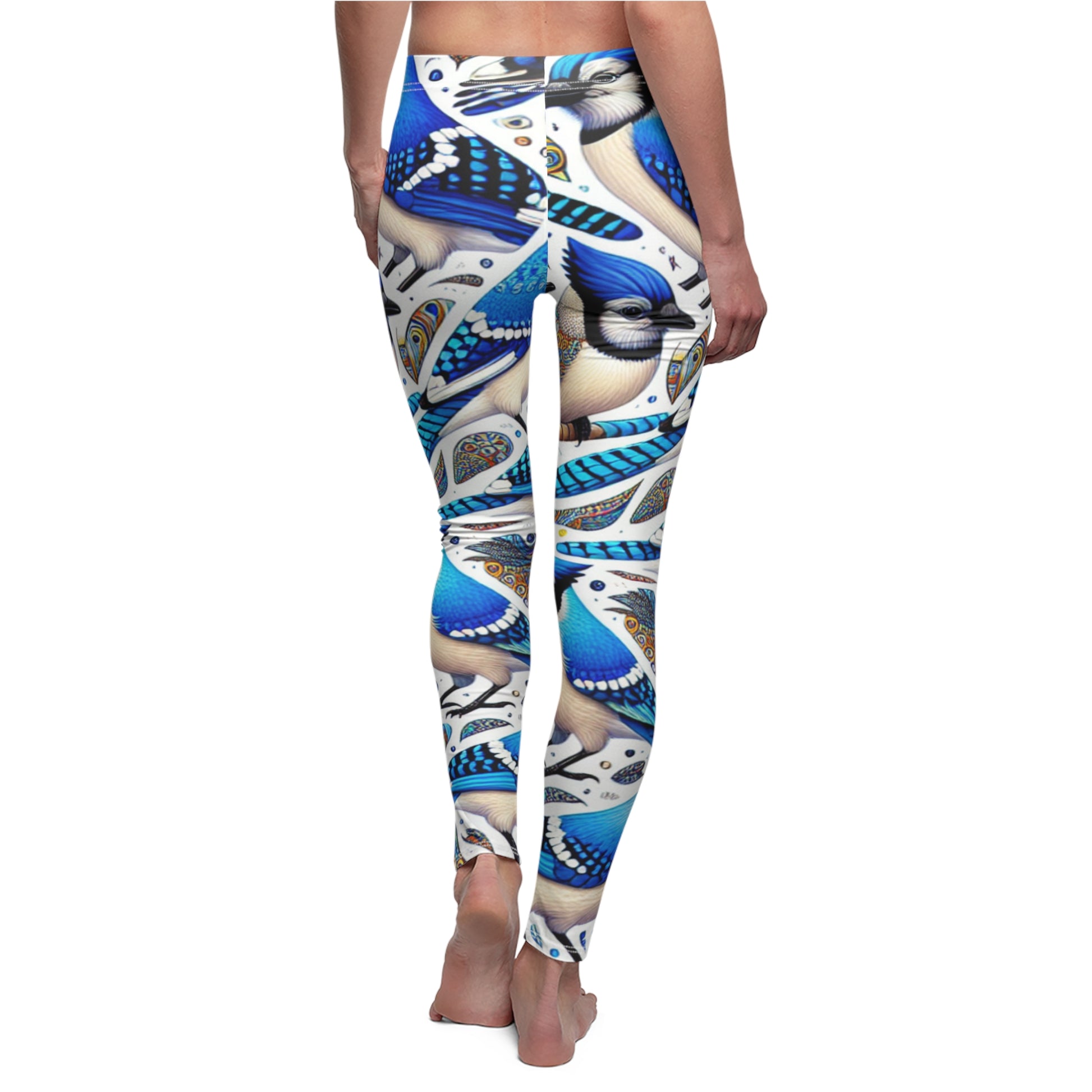 BACK BlueJay Leggings, BlueJay Lover Leggings, Bird Lover Gift, Festival Leggings, Festival Outfit, Yoga Birthday Gift, Workout Outfit, Bird Gift