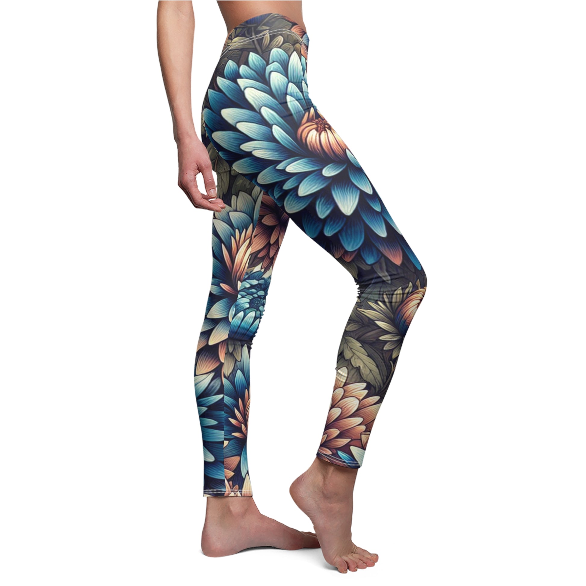 SIDE Birth Month Flower For September, Blue Aster Leggings, Mothers Day, Valentines Day, Mom Gift, Sister Gifts, Best Friends, Yoga Birthday Gift