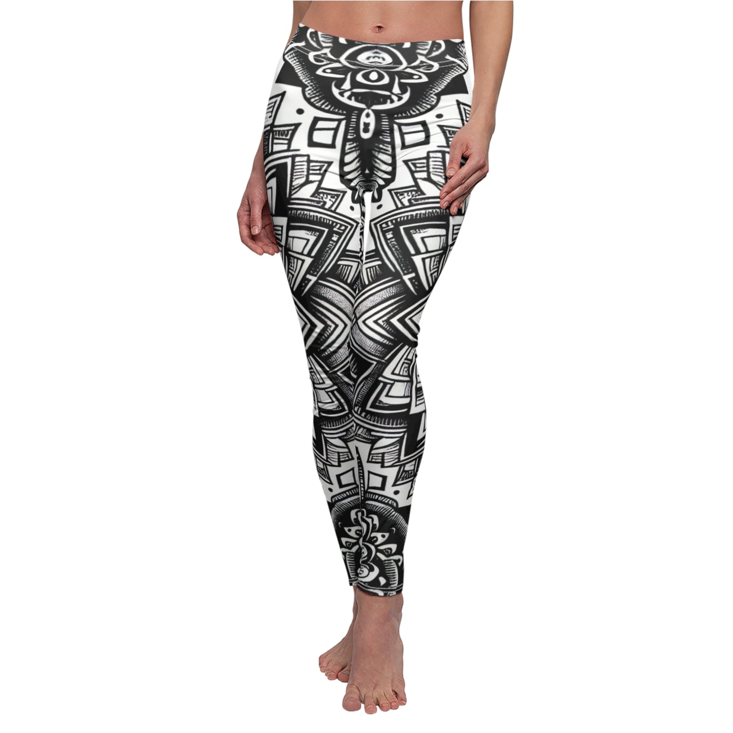 FRONT Black And White Mandala Classic Tattoo Leggings, Tattoo Lover Tights, Boho Gift, Festival Leggings, Classic Tattoos, Yoga Birthday Gift