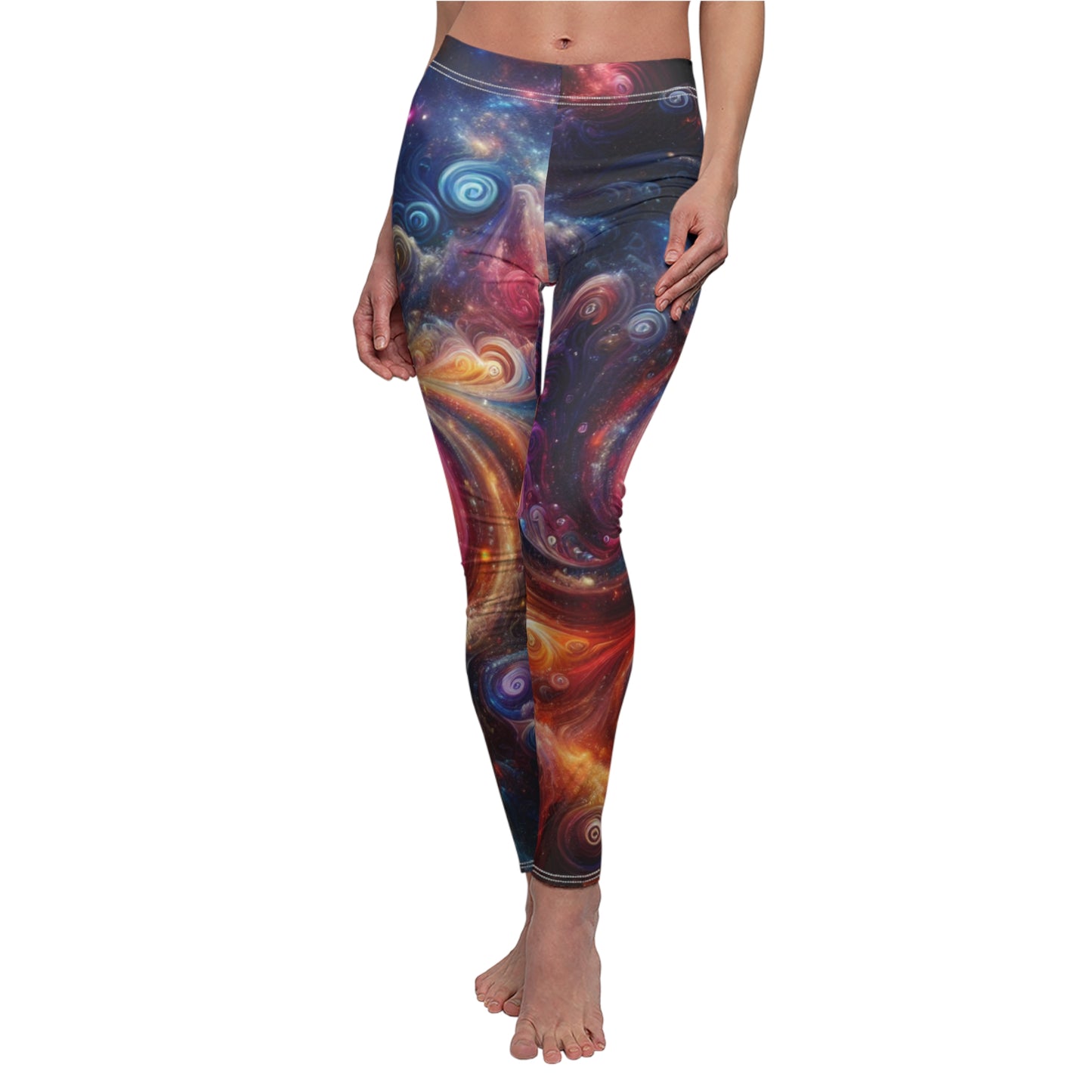 FRONT Cosmic Swirls Leggings, Galaxy Lovers Gift, Festival Leggings, Cosmic Yoga Leggings, Space Lover Gift, Yoga Lover Gift, Festival Outfit