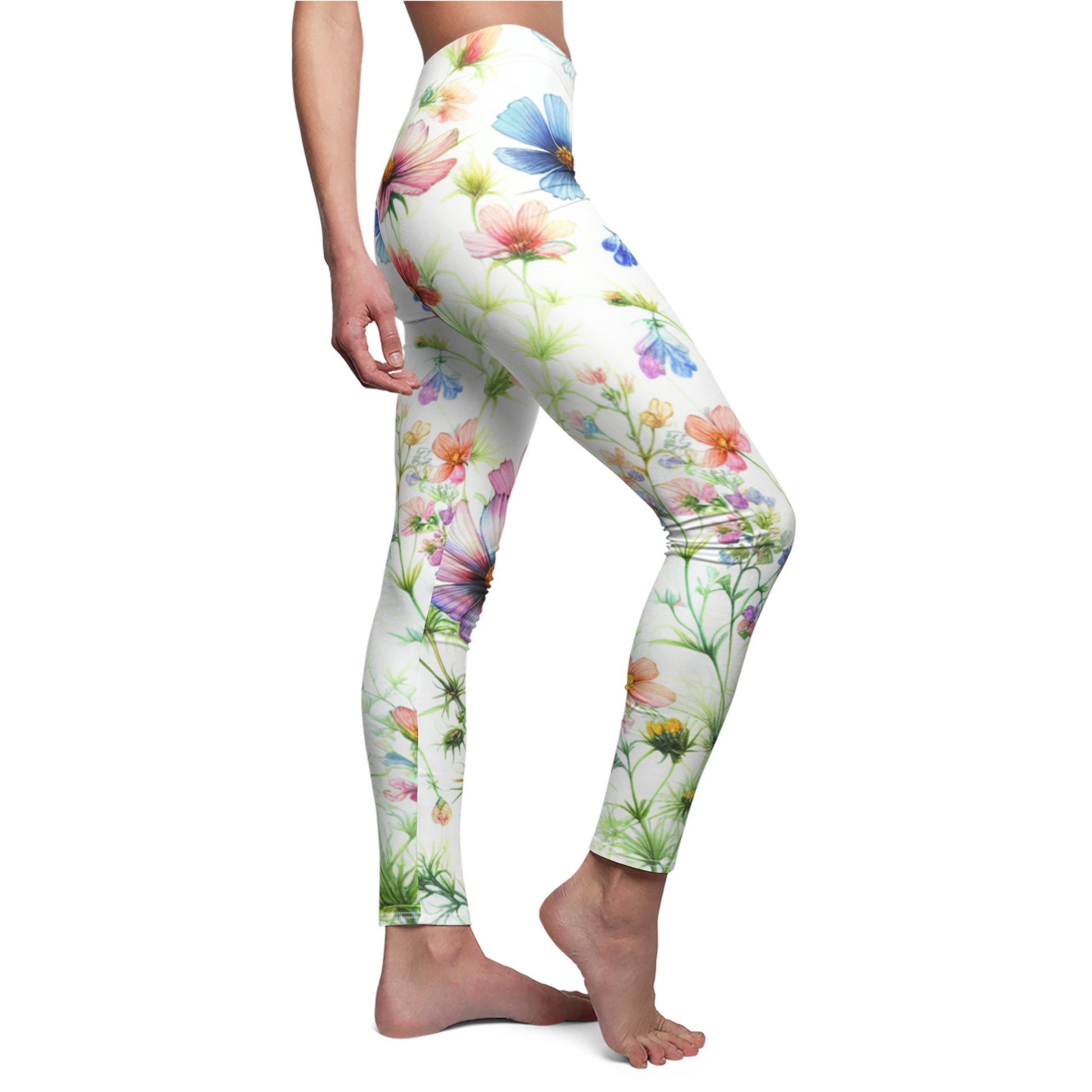 SIDE Flowers And Love Leggings/Plant Lover Gift/Bright Floral/Flower Leggings/Flower Lover Gift/Water Color Leggings/Yoga Lover Gift/Flower Yoga