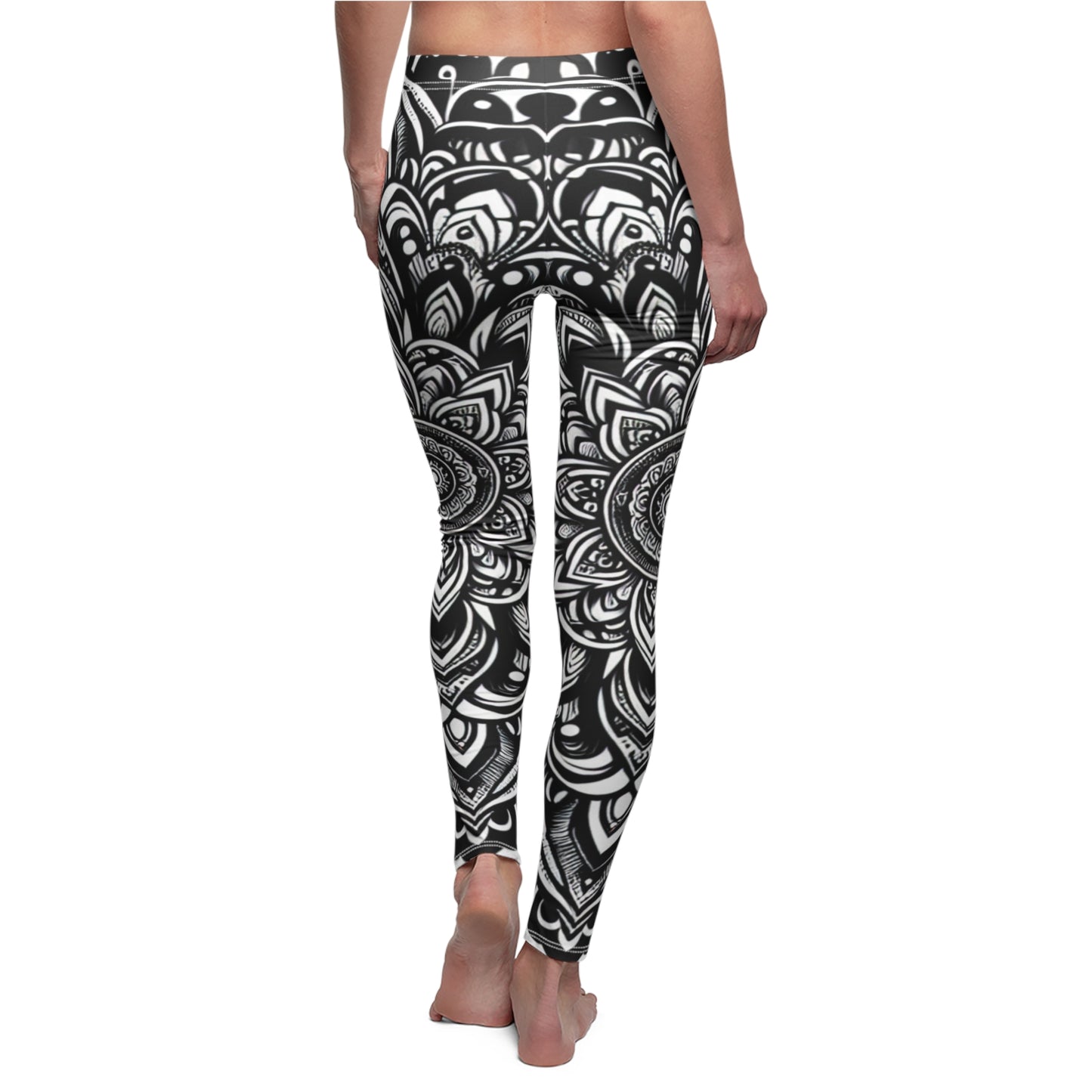 BACK Black And White Mandala Classic Tattoo Leggings, Tattoo Lover Tights, Boho Gift, Festival Leggings, Classic Tattoos, Yoga Birthday Gift