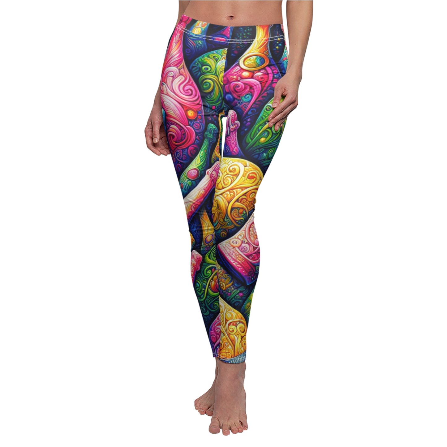 FRONT Champagne Leggings, Bubbles Lover Gift, Festival Outfit, Yoga Lover Gift, Sparkling Wine Lover, Rave Leggings, Workout Leggings, Drinking