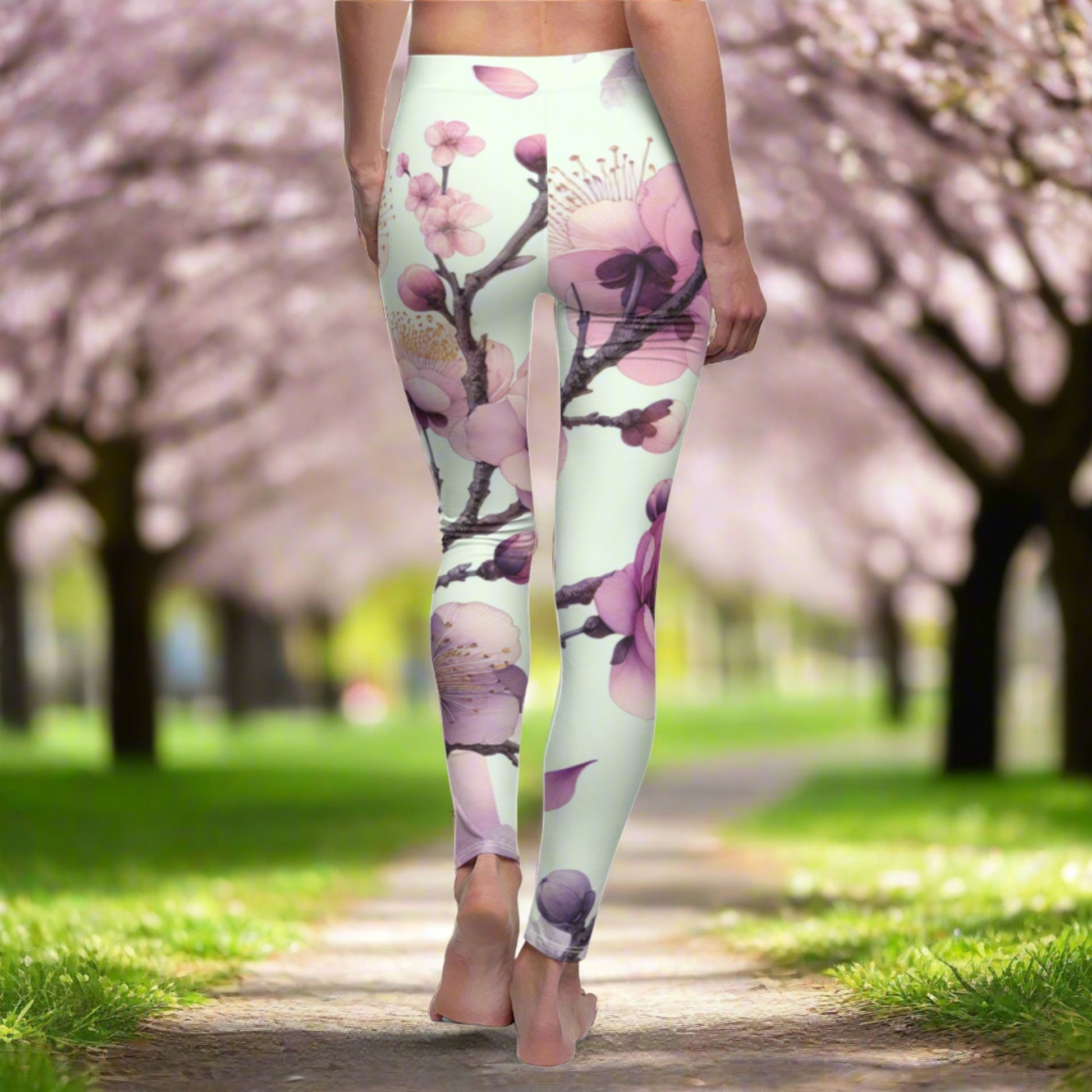 BACK Pretty In Pink Blossom Leggings, Blossom Lover Leggings, Flowers Lover Gift, Festival Leggings, Festival Outfit, Pretty Spring Time Gift