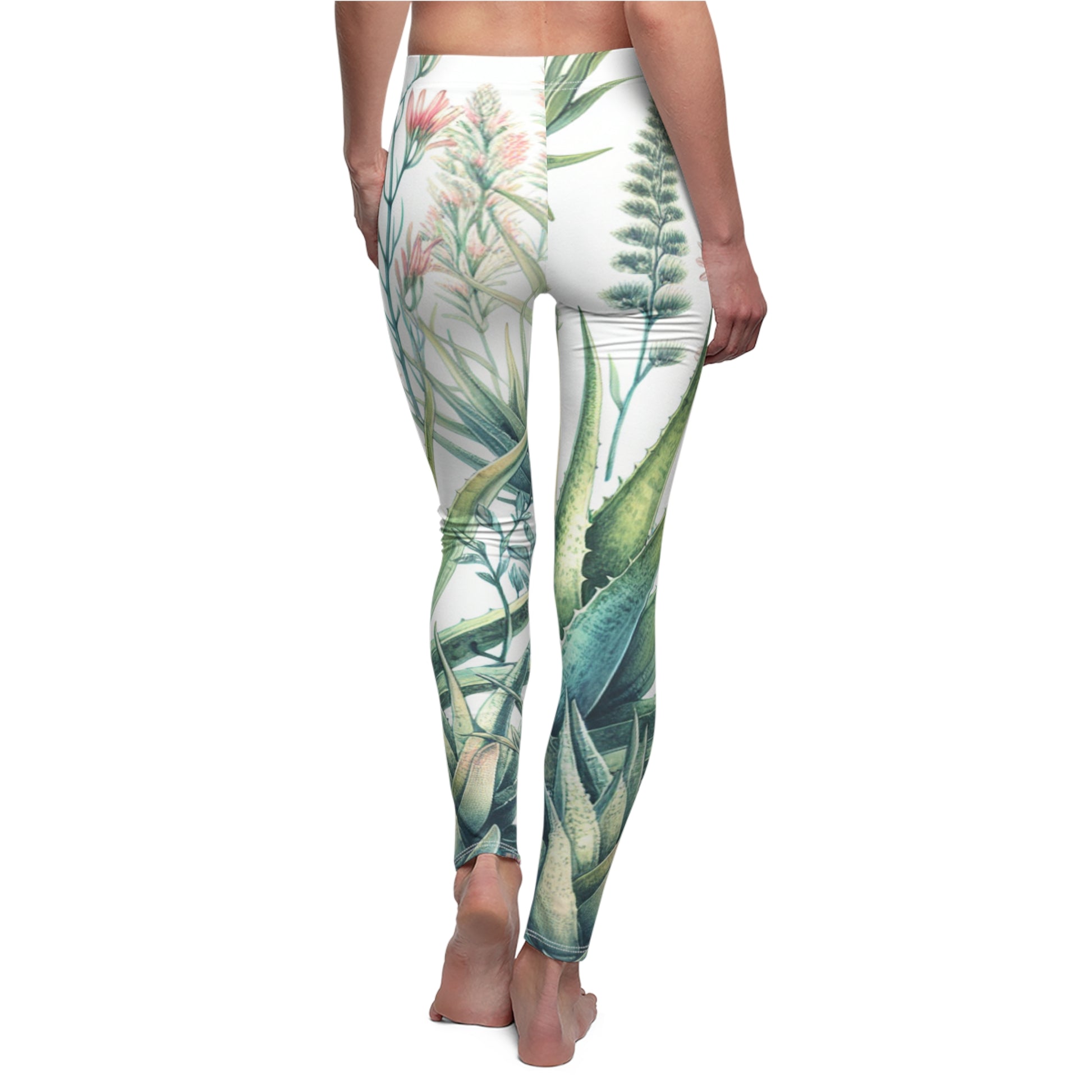 BACK Aloe Flower Leggings/Plant Lovers Gift/Garden Lover Gift/Aloe Print Leggings/Flower Lover Gift/Watercolor Leggings/Yoga Lover Gift/Aloe Love