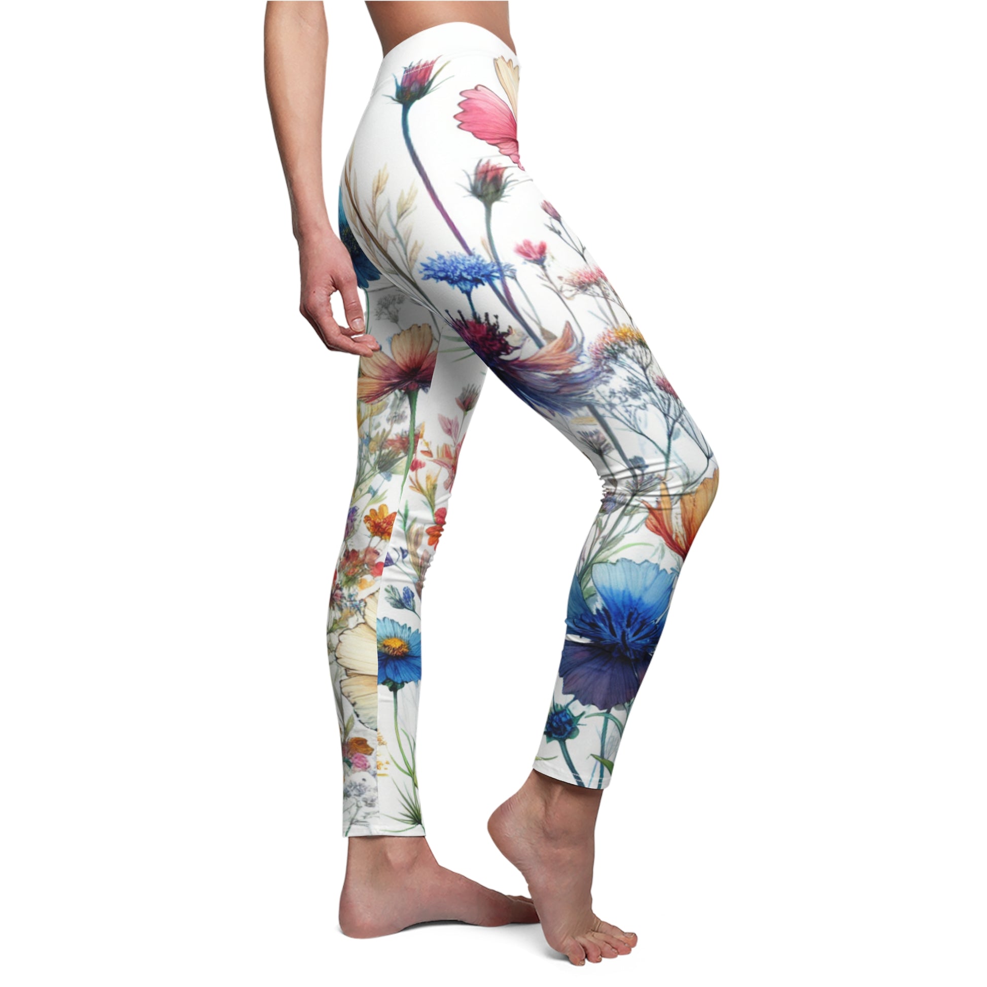 SIDE Floral Love Leggings/Plant Lovers Gift/Bright Floral/Flower Leggings/Flower Lover Gift/Water Color Leggings/Yoga Lover Gift/Flower Yoga