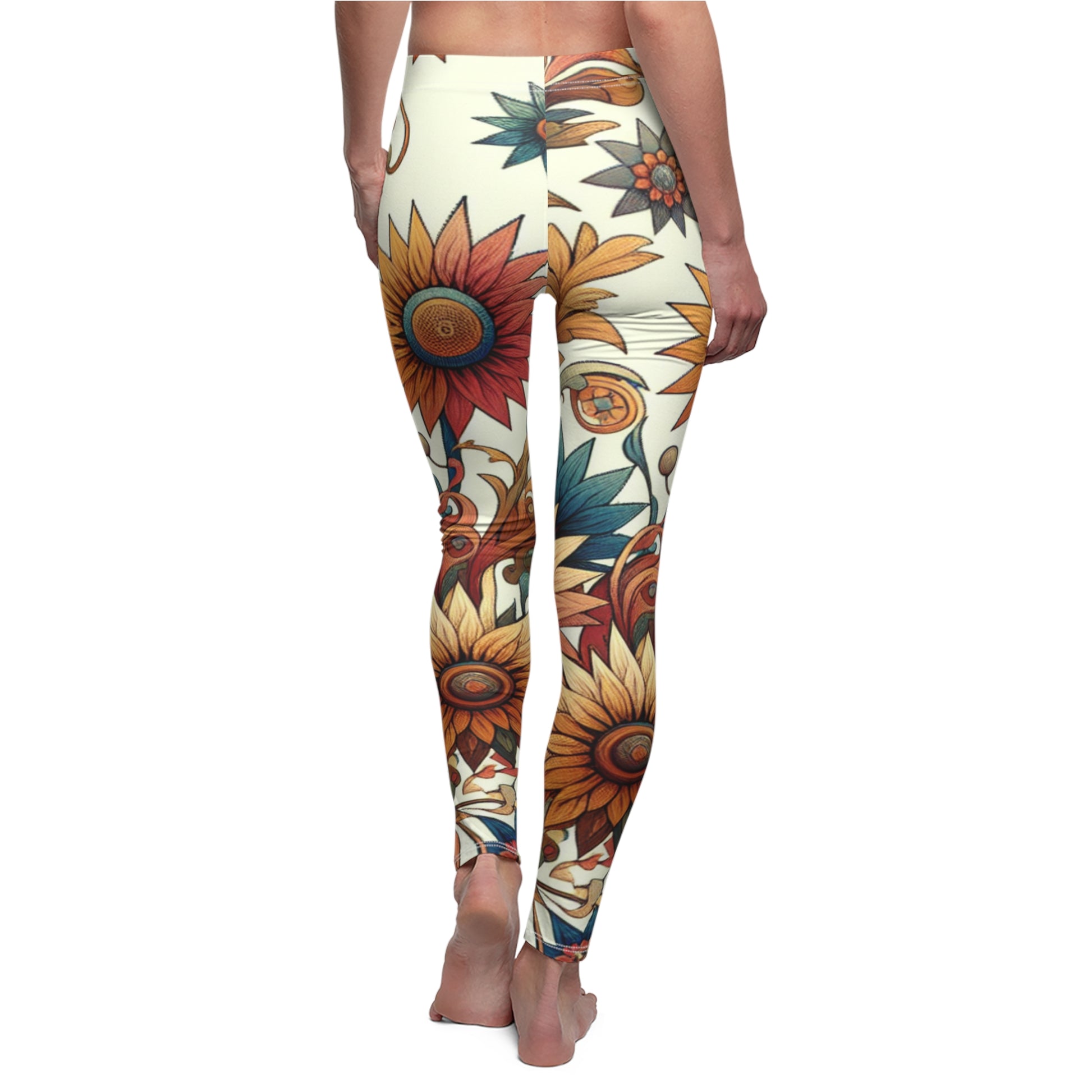 BACK Funky Sunflower Leggings/Plant Lovers Gift/Garden Lover Gift/Sun Flower Leggings/Flower Lover Gift/Water Color Leggings/Yoga Lover Gift