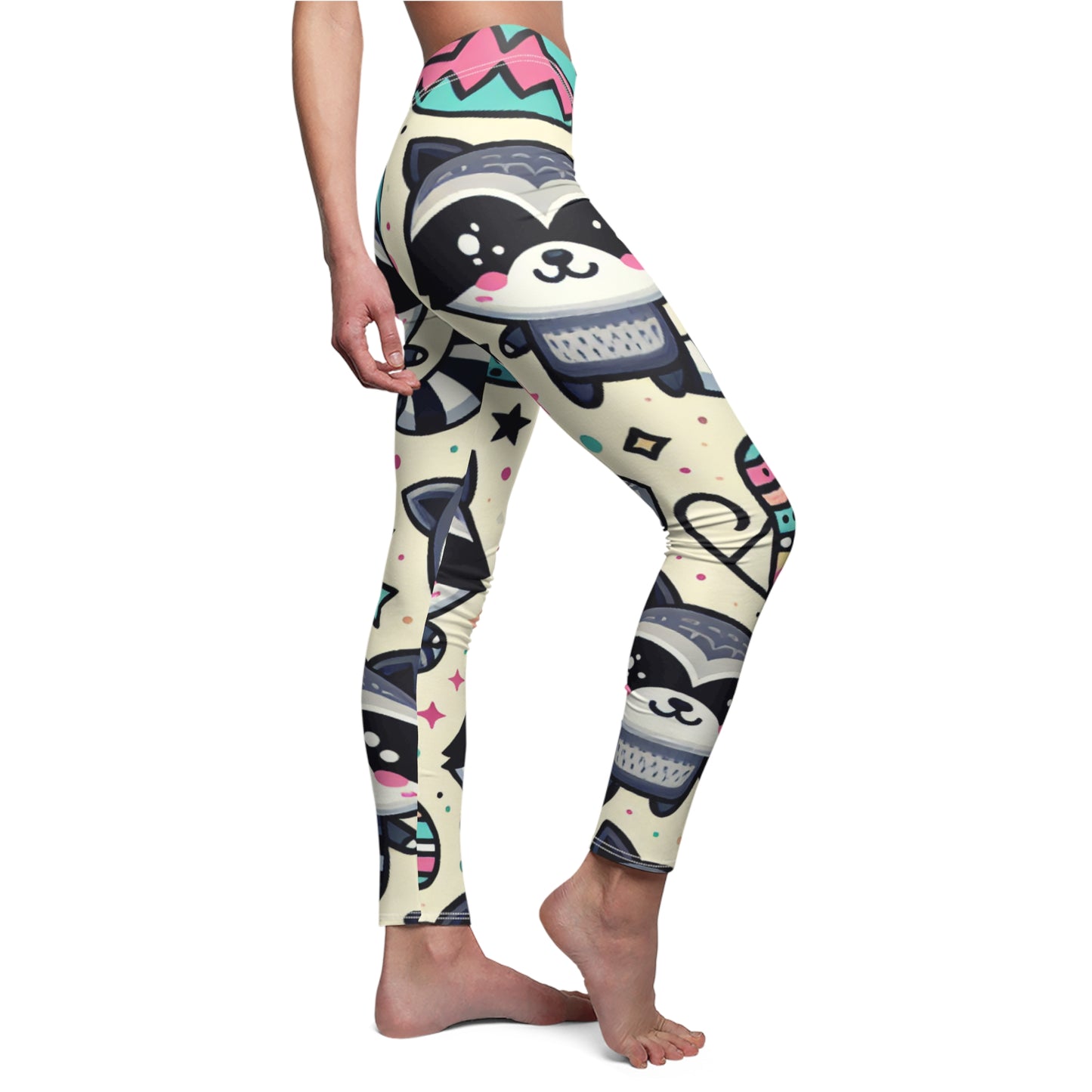 SIDE Cutie Racoon Leggings, Racoon Lover Leggings, Pet Racoon Gift, Festival Leggings, Mystical Creature Outfit, Yoga Racoon Birthday Gift